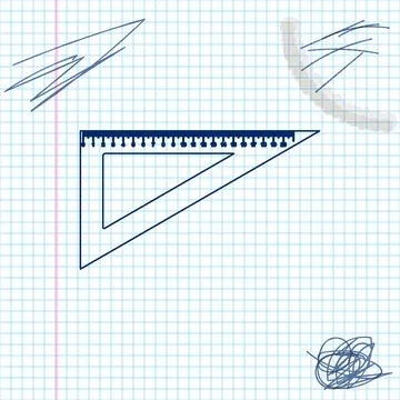 Triangular ruler line sketch icon isolated on white background. Straightedge イラスト素材