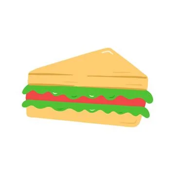 Triangular Sandwich with Vegetables Cartoon Illustration Stock Illustration