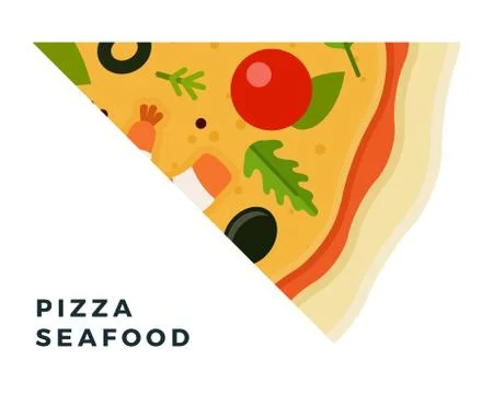 Triangular Seafood Pizza piece flat icon vector isolated Illustrazione stock
