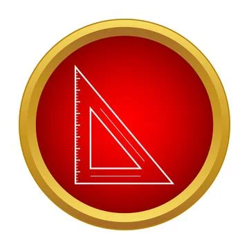 Triangular set square drawing tool icon on red button Stock Illustration