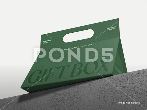 Triangular Shape Box Mockup 3D Packaging Gift Box PSD Template