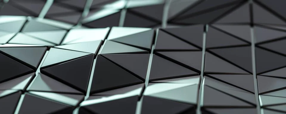 Triangular shape geometric pattern with wave shape surface 3d render Illustrazione stock