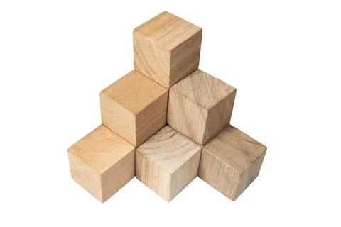 Triangular shape made of wooden cubes 스톡 사진