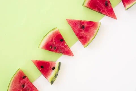 Triangular shape watermelon slices dual background. High quality photo tri... 写真素材