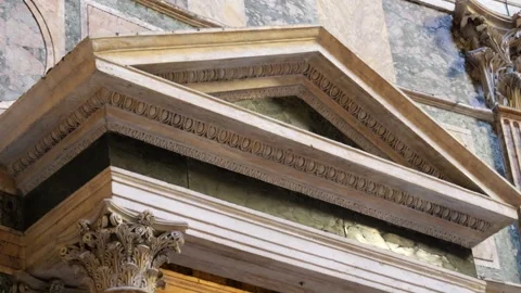 Triangular shaped arch door inside pantheon temple rome architectural style Stock Footage 319920777