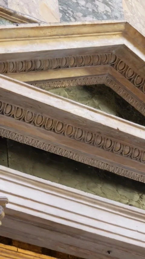 Triangular shaped arch door inside pantheon temple rome architectural style Stock Footage 321254158