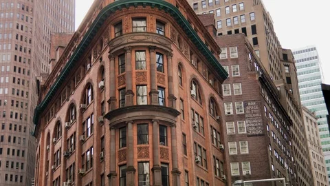 Triangular shaped building in downtown area. Stock Footage 104961379
