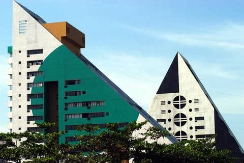 Triangular shaped commercial buildings at CBD ( Central Business District)... Stock Photos