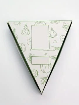 Triangular shaped pizza cartons isolated on a white background Stock Photos