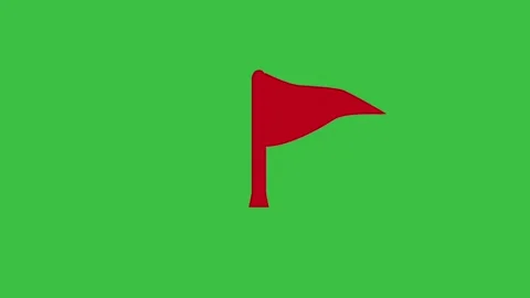 Triangular shaped red pennant or flag moving on a green background. Stock Footage 220500020