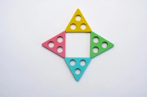 Triangular shapes form the shape of a star or a flower. on a white background Foto stock