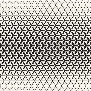 Triangular Shapes Halftone Lattice. Vector Seamless Black and White Pattern Stock Illustration