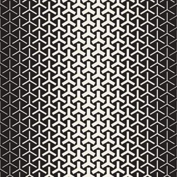 Triangular Shapes Halftone Lattice. Vector Seamless Black and White Pattern Stock Illustration