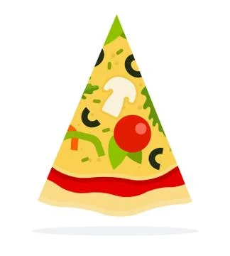 Triangular slice of Italian Pizza flat icon vector isolated Illustrazione stock