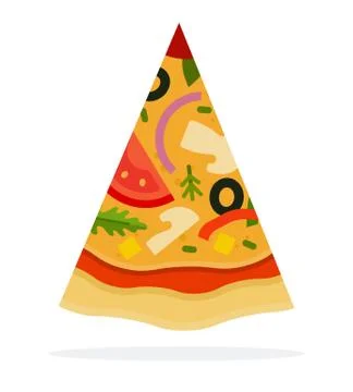 Triangular slice of Mexican Pizza flat icon vector isolated Stock Illustration