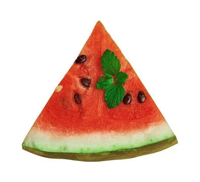 Triangular slice of ripe watermelon with mint Fotos Stock