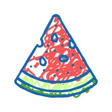 Triangular slice watermelon icon doodle illustration Stockillustratie