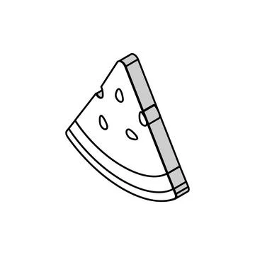 Triangular slice watermelon isometric icon vector illustration Stock Illustration