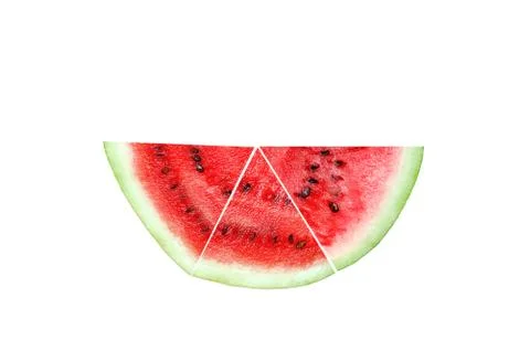 Triangular slices of watermelon on a white background. isolate Stock Photos