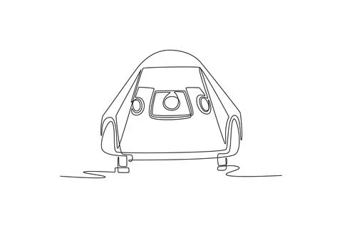 Triangular space capsule exploration vehicle sitting on its supports Stock-Illustration