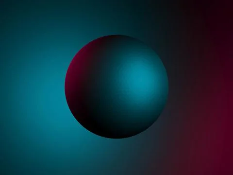 Triangular sphere illuminated with blue red lights, 3d Illustrazione stock