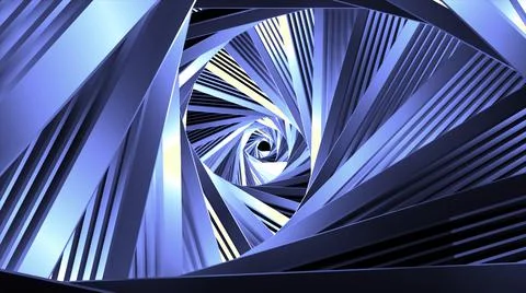 Triangular spiral twisted corridor, geometric spinning background, seamless loop Stock Illustration