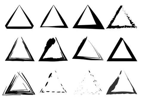 Triangular Stamps Collection. Grunge Triangles, Banners, Insignias, Frames Stock Illustration
