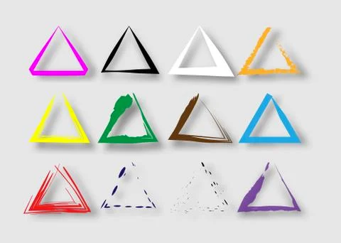 Triangular Stamps Collection. Grunge Triangles, Banners, Insignias, Frames Stock Illustration