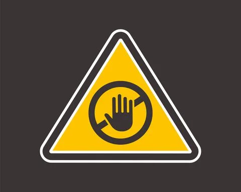 Triangular stop sign. hand stops. 스톡 일러스트