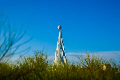 Triangular structure among the firs Stock Photos