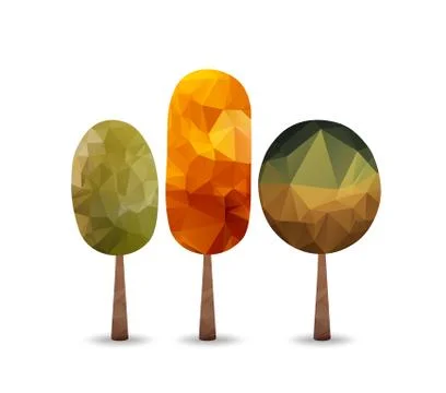 Triangular style tree, Autumn background Stock Illustration
