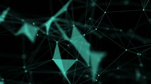 Triangular tower.Abstract futuristic, polygonal space with a dark background Stock Footage 95296569