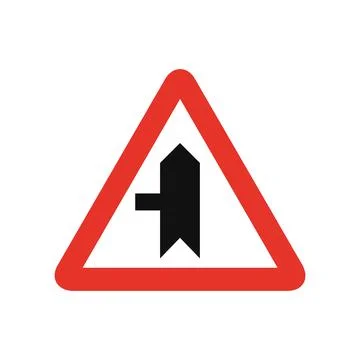 Triangular traffic signal in white and red, isolated on white background. War イラスト素材