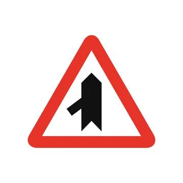 Triangular traffic signal in white and red, isolated on white background. War イラスト素材