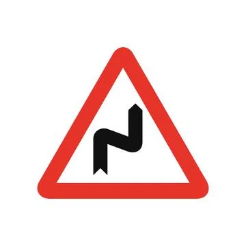 Triangular traffic signal in white and red, isolated on white background. War イラスト素材