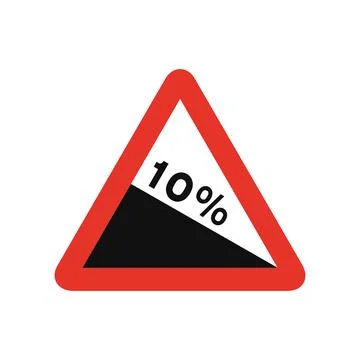 Triangular traffic signal in white and red, isolated on white background. War Ilustração Stock