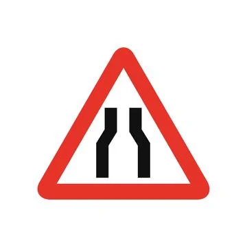 Triangular traffic signal in white and red, isolated on white background. War イラスト素材