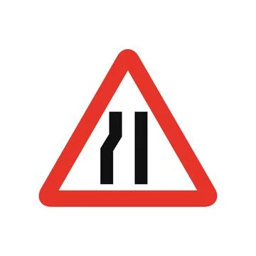 Triangular traffic signal in white and red, isolated on white background. War Stockillustratie