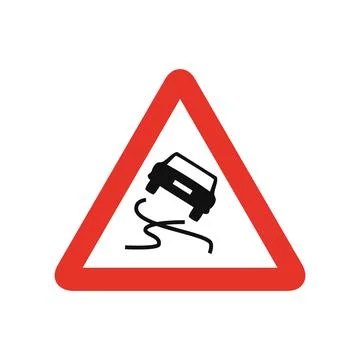 Triangular traffic signal in white and red, isolated on white background. War Stockillustratie