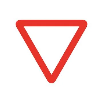Triangular traffic signal in white and red, isolated on white background. Man Illustrazione stock