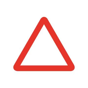 Triangular traffic signal in white and red, isolated on white background. War イラスト素材