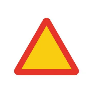 Triangular traffic signal in yellow and red, isolated on white background. Te Illustrazione stock