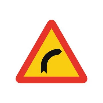 Triangular traffic signal in yellow and red, isolated on white background. Te Illustrazione stock