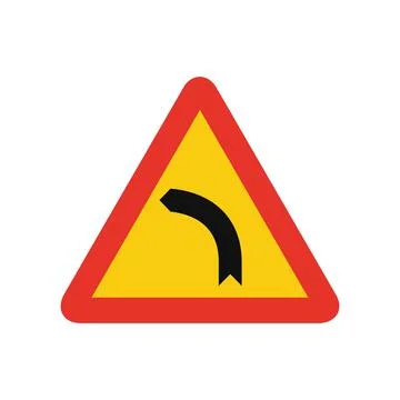 Triangular traffic signal in yellow and red, isolated on white background. Te Illustrazione stock