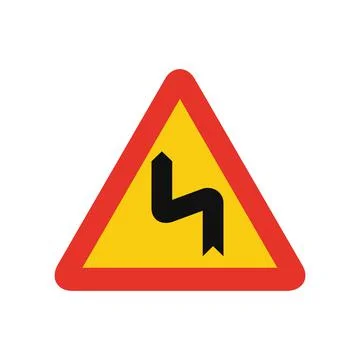 Triangular traffic signal in yellow and red, isolated on white background. Te イラスト素材