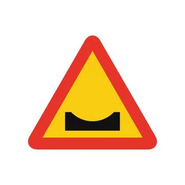 Triangular traffic signal in yellow and red, isolated on white background. Te Illustrazione stock