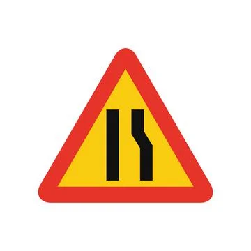 Triangular traffic signal in yellow and red, isolated on white background. Te Stock Illustration