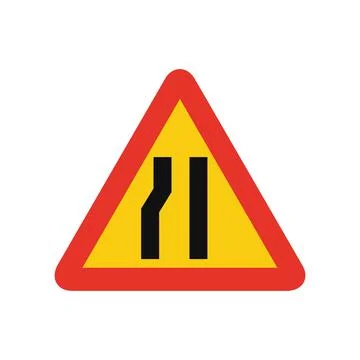 Triangular traffic signal in yellow and red, isolated on white background. Te Stock Illustration