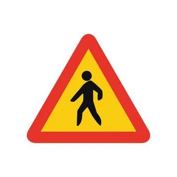 Triangular traffic signal in yellow and red, isolated on white background. Te Illustrazione stock