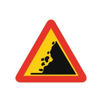 Triangular traffic signal in yellow and red, isolated on white background. Te Illustrazione stock